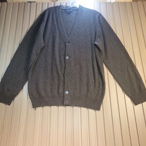 Wilkes & Riley 100% Cashmere Cardigan Sweater Mens Medium Gray Made in Italy